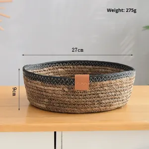 سلة تخزين متعددة الوظائف من الخيزران الطبيعي، سلة منسوجة للمكتب لحفظ الفواكه والخضروات والخبز المطهو على البخار، بأسلوب ريفي قابل للتخصيص - Product Image 6