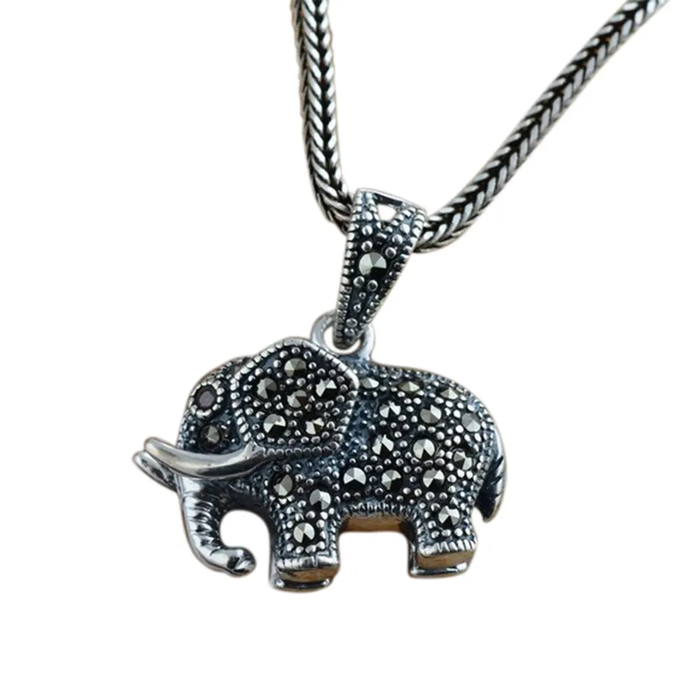 Echte 925 Sterling Silber Schmuck Vintage Elefant Anhänger eingelegt Retro Thai Silber Marca site für Frauen Colg antes De Plata 925