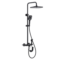 Nouvel arrivage Ensemble de robinets de douche à effet pluie pour salle de bains, finition chromée, mitigeur de douche et baignoire coulissant à 3 voies en laiton