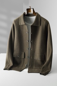 Cárdigan de Lana de Alta Calidad para <span class=keywords><strong>Hombre</strong></span>, Modelo 2025, Más Vendido, Cuello Camisero Liso, con Bolsillos, <span class=keywords><strong>Abrigo</strong></span> Grueso de Lana para Otoño e Invierno - Product Image 4