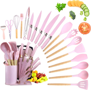 Nhà máy bán hàng trực tiếp nhà bếp đồ dùng Set 19 miếng thép không gỉ Nhà Bếp Knife Set, Silicone đồ nấu nướng. Hỗ trợ tùy chỉnh - Product Image 1