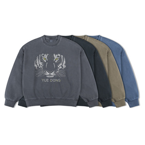 Felpe da <span class=keywords><strong>uomo</strong></span> con stampa a sbuffo Dtg in cotone con Logo personalizzato e pesante Vintage felpe con scollo a girocollo oversize - Product Image 1