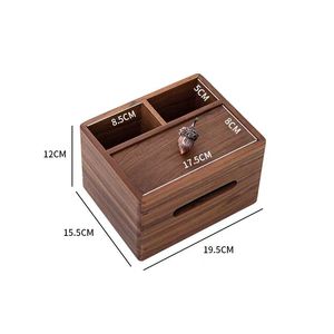 Caja de pañuelos de madera de nogal negro de estilo chino, caja de almacenamiento de 15,5x19,5x12 mm para uso doméstico - Product Image 2