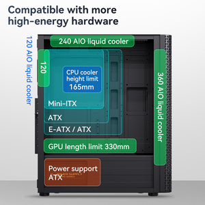 Snowman cs018 màu đen nhôm PC chơi Game trường hợp hai lớp bụi bằng chứng bảo vệ Net USB3.0 360mm AIO hỗ trợ truy cập phía trước máy tính - Product Image 5
