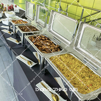 Ensemble Chauffe-Plats de Buffet de Mariage de Luxe 9L Doré, Plat à Réchaud en Verre avec Compartiments pour Traiteur