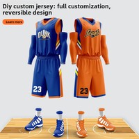 Setelan Basket Poliester Bernapas Dua Sisi Tanpa Lengan, Pinggang Elastis, Unisex, Semua Musim, Sublimasi Panas Tetap