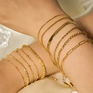 Fashion Stainless Steel Gold Pendant Bracelet 18k Gold Plated Women's Party Bracelet Wholesaler Jewelry