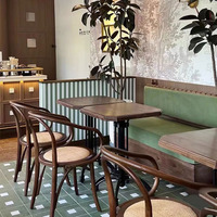 Table et chaise carrées en bois massif rétro américain combinaison café Western restaurant chaise en bois
