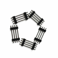 Connecteur à broches double bloc 1x4P de 2,54 mm mâle-mâle, 4 broches carrées plaquées or, boîtier noir pour carte PCB, espaceur OEM