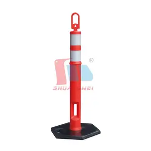 Avertissement de sécurité routière Contrôle des foules Stanchion Poteau d'avertissement réfléchissant Délimiteur d'avertissement en plastique Poteau de borne empilable sur route