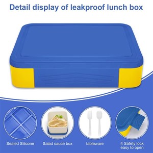 Boîte à bento anti-fuite pour enfants de 1300 ml, boîte à lunch chauffable au micro-ondes avec compartiments, boîte à fruits scellée pour la maternelle - Product Image 2