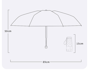 Sombrilla de Sol y Lluvia Plegable de 5 Pliegues y <span class=keywords><strong>6</strong></span> Varillas con Marco de Acero Dorado y Recubrimiento de Color Caramelo, Personalizada de Fábrica, para Mujer, Ideal para Viajes, Uso Diario y Regalo - Product Image 5