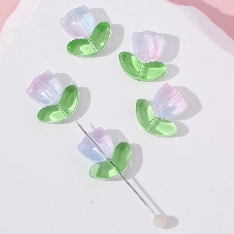 Loose Beads Wholesale Exquisite Gradient Tulip Glass Beads Handmade DIY Bracelet Necklace Jewelry Accessories