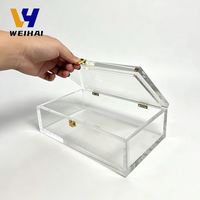 Boîte de rangement en acrylique transparente, boîte de rangement pour mahjong américain avec fermoir doré, boîte organisatrice pour jeu de mahjong en acrylique pour la maison