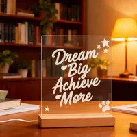 Tableau lumineux LED personnalisé en acrylique, effaçable, avec base en bois, lampe de bureau USB, impression UV moderne