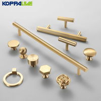 Poignées et boutons de tiroir de luxe modernes Koppalive en laiton satiné massif doré, poignée de porte d'armoire de cuisine en laiton brossé