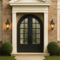 Porte d'entrée extérieure en fer forgé à prix d'usine, double vitrage, grille coulissante, porte de sécurité moderne pour appartement