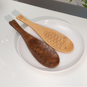 Eco-friendly Durable <strong>Wooden</strong> Fish Shape Bamboo/Wood Spoon Natural Rice Spatula Serving Spoons for Tea Coffee Honey Eating Mixing - Product Image 3