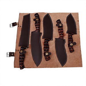Ensemble de couteaux de cuisine en acier Damas, 5 pièces, lames de chef avec manche en bois de rose, épaisseur 4 mm, finition brossée - Product Image 2