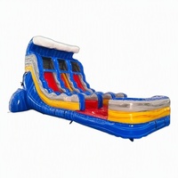 Tobogán Acuático Inflable de Doble Carril Rip Curl de 15 pies con Material de PVC para Uso Comercial en Exteriores y Escalada Central