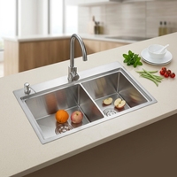 Robinet d'évier de cuisine encastré en acier inoxydable 304, design moderne carré, surface noire résistante aux rayures pour légumes