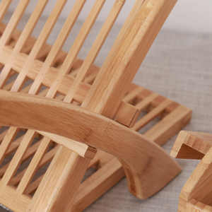 ชั้นวางจานไม้ไผ่2ชั้นพับได้ดีไซน์ใหม่เป็นมิตรกับสิ่งแวดล้อมทนทานพร้อมที่วางอุปกรณ์ - Product Image 6