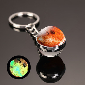 Llaveros de Piedras Preciosas <span class=keywords><strong>del</strong></span> Sistema Solar que Brillan en la Oscuridad, Llavero de Bola de Cristal de Doble Cara con Planetas, Luna, Tierra, Marte y Sol - Product Image 4