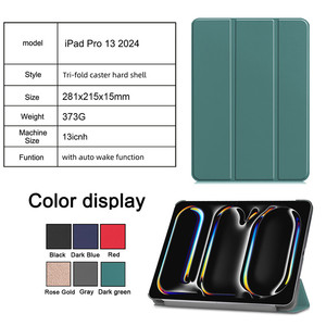 Nhà Máy Bán buôn sang trọng PU da tri-gấp đứng thông minh Slim 13 inch Tablet Bìa trường hợp đối với 2024 Apple <span class=keywords><strong>iPad</strong></span> Pro 13 trường hợp - Product Image 2