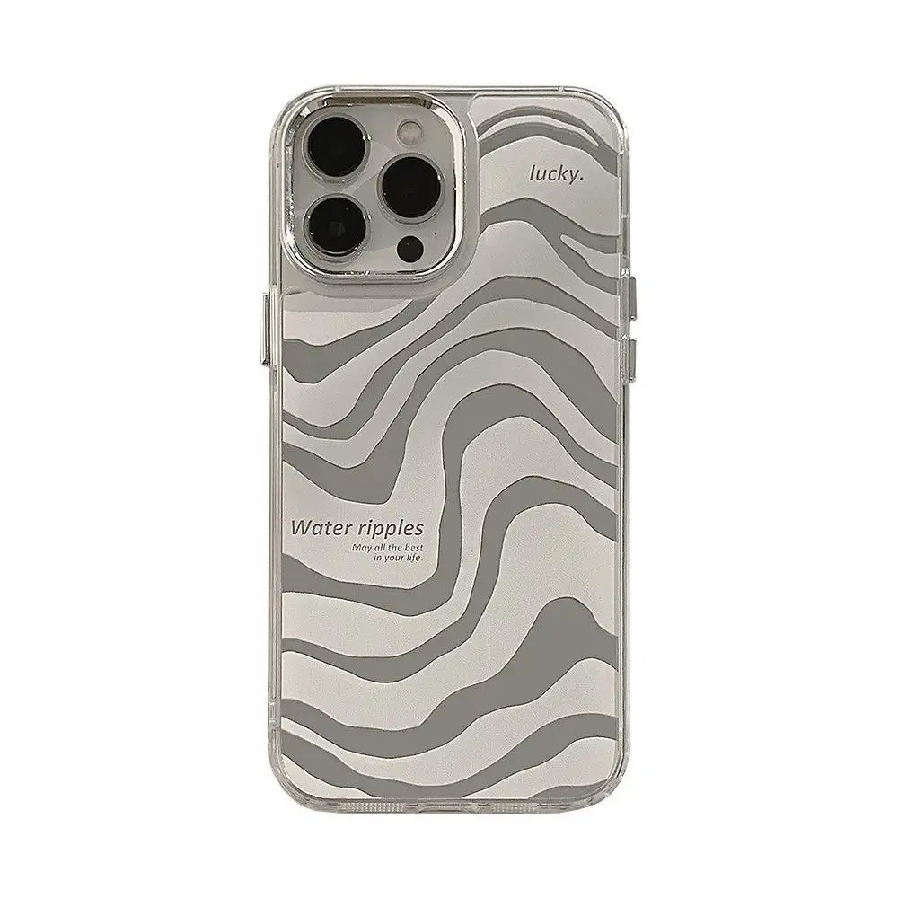 Casing ponsel 3-in-1 untuk iPhone 14 13 12Pro Max, casing ponsel motif UV mewah permukaan cermin 3-in-1 untuk ponsel