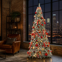 Arbre de Noël floqué pré-éclairé de 1,80 m, pliable et facile à assembler, idéal pour la décoration de fêtes de fin d'année - Vente en gros usine