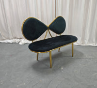 Banc en acier inoxydable doré miroir en forme de nœud, causeuse double en velours blanc pour mariage, banquet, hôtel, personnalisation usine