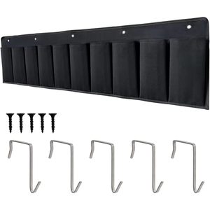 RV Shoe Pockets 10 Pockets Hanging Storage Organizer with Hooks for Bedside Use <b>Black</b> Oxford Cloth - Product Image 6