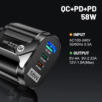 58W PD20W + QC18W chargeur rapide téléphone charge rapide QC3.0 mur USB C Type C chargeur pour iPhone 15 pro max pour tablette ordinateur portable Charge