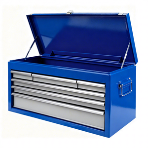 Boîte à outils métallique portable avec tiroirs, serrure centrale à clé pour la sécurité, finition thermolaquée résistante aux rayures, <span class=keywords><strong>coffre</strong></span> robuste - Product Image 1