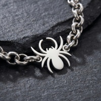 Ensemble de bracelets personnalisés en acier inoxydable motif toile d'araignée, style punk gothique, chaîne à maillons assortie, vente en gros