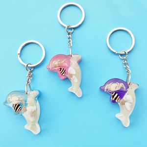 Porte-clés 3D en résine animaux marins (Dauphin & Étoile de mer) avec fermoir, breloque de sac à main pour cadeau de Saint-Valentin, cadeau de fête - Product Image 1