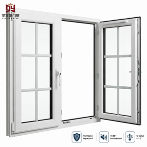 French Style Decorative <strong>Grid</strong> UPVC Casement <strong>Window</strong>, Anti-Corrosion Sound Insulation Plastic Steel for Villa Residential Building - Product Image 1