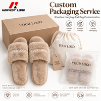 Pantoufles en peluche personnalisées OEM ODM avec broderie de logo, pantoufles douces et fourrées, semelle en PVC, pantoufles d'intérieur confortables unisexes