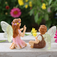 HOGAO ensemble en résine pour toujours amis féeriques assis partager des moments magiques 2 figurines miniatures fées forêt 2 pièces