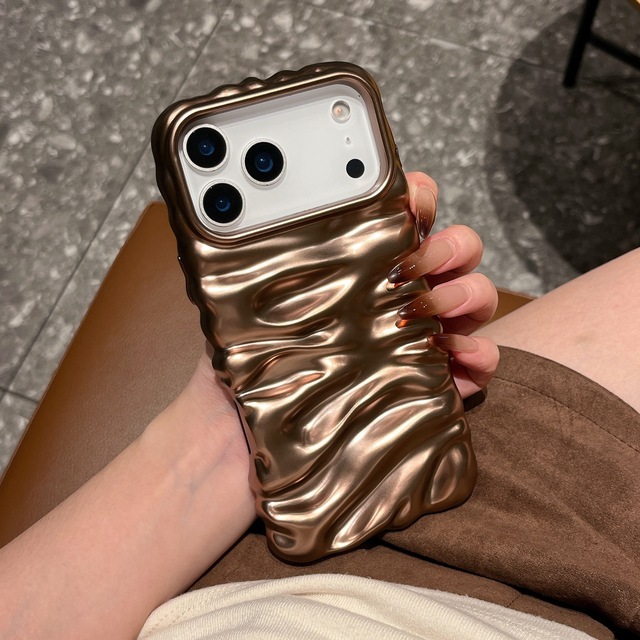 Matte Electroplated 3D Wrinkle Texture Case for iPhone 17 Pro Max / 16 / 15 / 14 Premium Style