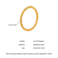 Bague en acier inoxydable plaqué or, fine et torsadée, style minimaliste classique, tendance, pour filles et femmes