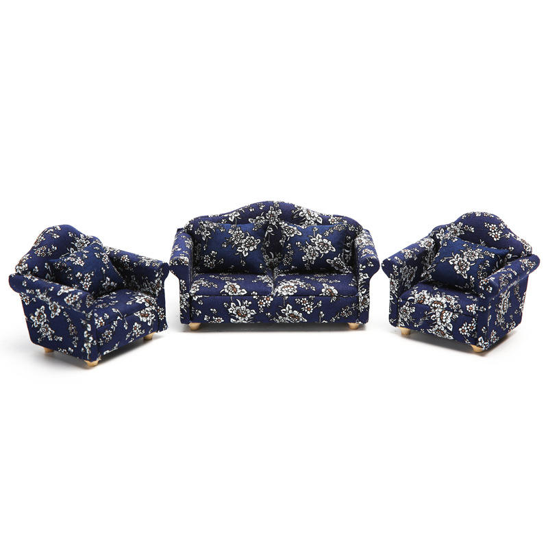 Blue floral sofa suit