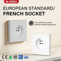 Prise murale française avec obturateur de sécurité enfant, interrupteur doux au toucher mat, 16A, certifiée CE, pour l'amélioration de l'habitat, norme UE