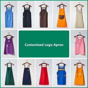 Customized Logo <b>Kitchen</b> Chef Waterdrop Resistant Cotton With Adjustable Pockets <b>Apron</b> for Adult Children's - Product Image 2
