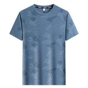 <span class=keywords><strong>T</strong></span>-<span class=keywords><strong>shirt</strong></span> d'é<span class=keywords><strong>t</strong></span>é à manches courtes en soie de glace pour hommes imprimé dégradé à séchage rapide haute élasticité haut de sport décontracté climatisation solide - Product Image 3