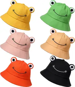 개구리 양동이 어부 모자 또는 소 플라밍고 모자 스티커 여름 야외 접이식 넓은 챙 어부 낚시 태양 모자