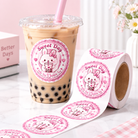 Individuelle Vinyl-Logo-Aufkleber-Rolle Selbstklebende Etiketten für Bubble Tea Becher Kaltgetränke-Verpackung Logo-Druck