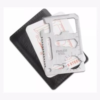 Carte de survie 11-en-1 en acier inoxydable avec mini tournevis et règle, outil de portefeuille EDC, logo personnalisé, cadeau d'affaires