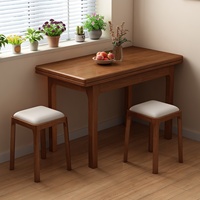 Table à manger pliante carrée moderne en bois massif pour petit appartement et salon, 4 places