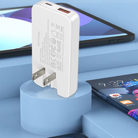 HNT Ultrathin 65W PD USB C Wall Charger Dual Port Fast Charging Adapter untuk Laptop Ponsel iPhone 17 16 Type C USB a Travel Kit